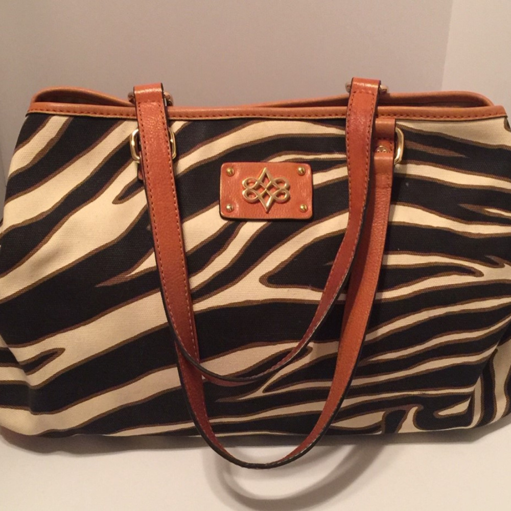 Antonio Melani Zebra Print Canvas Handbag